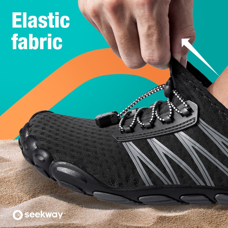 SEEKWAY Water Shoes Sports Quick-Dry Barefoot Aqua Beach Pool Lake Swim Boating Hiking Surfing Men Women 406-Black SP001 - Image 3